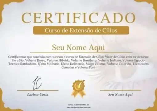certificado curso viver de cilios aluna