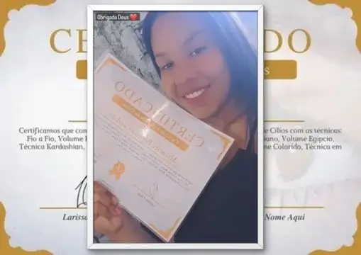 certificado curso viver de cilios aluna